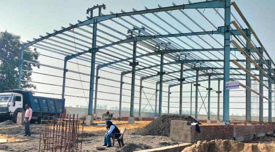 PEB portal frames during erection