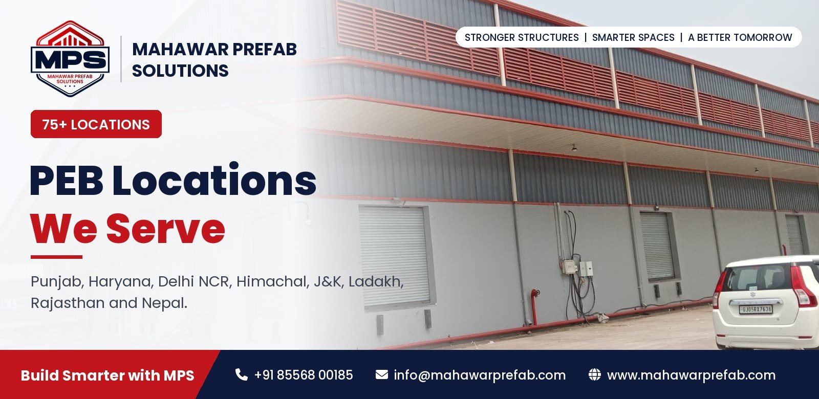 PEB locations served by Mahawar Prefab Solutions across North India and Nepal